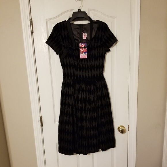 Pinup Couture black flocked harlequin dress - Picture 4 of 4